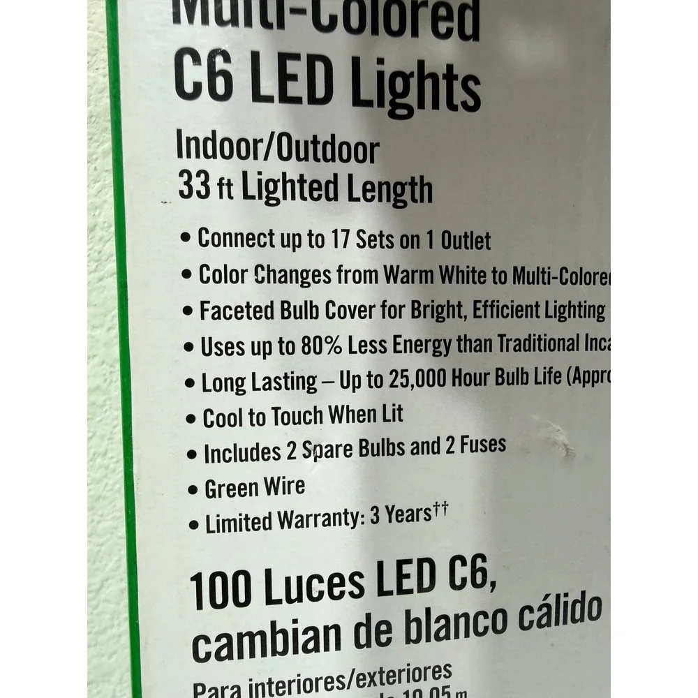Home Accents Holiday 100 C6 LED Lights Warm White to Multi-Color TY-100FC6-WWM